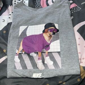 Nike Gray Dog Tee with Purple Graphic